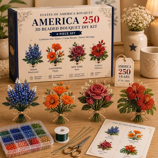 🌸Amerika 250 Perlenstrauß DIY-Kit – Limitierte Auflage Patriotische Bastelkollektion